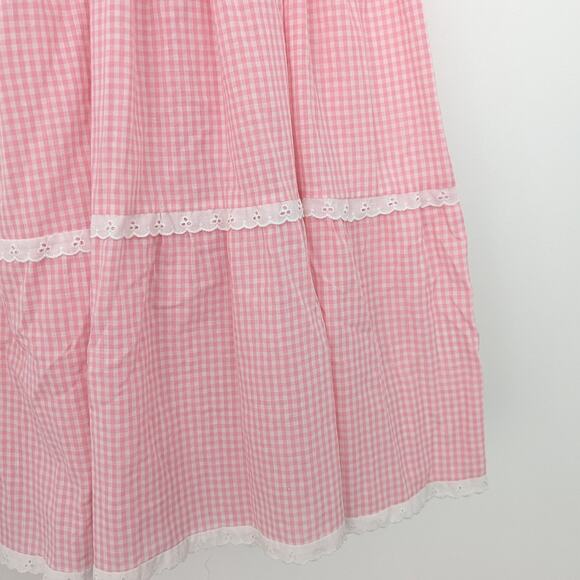 Vintage Cinderella Dress Girls Size 10 Pink Gingham Embroidered Sundress Maxi - Picture 5 of 7